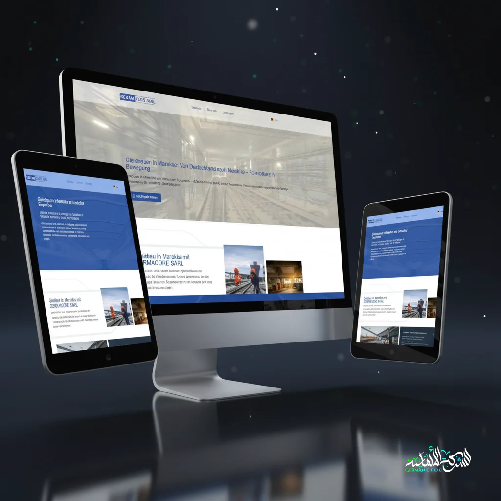 GERMACORE SARL – site web industriel et ferroviaire moderne entre l’Allemagne et le Maroc, conçu avec WordPress et optimisé SEO.